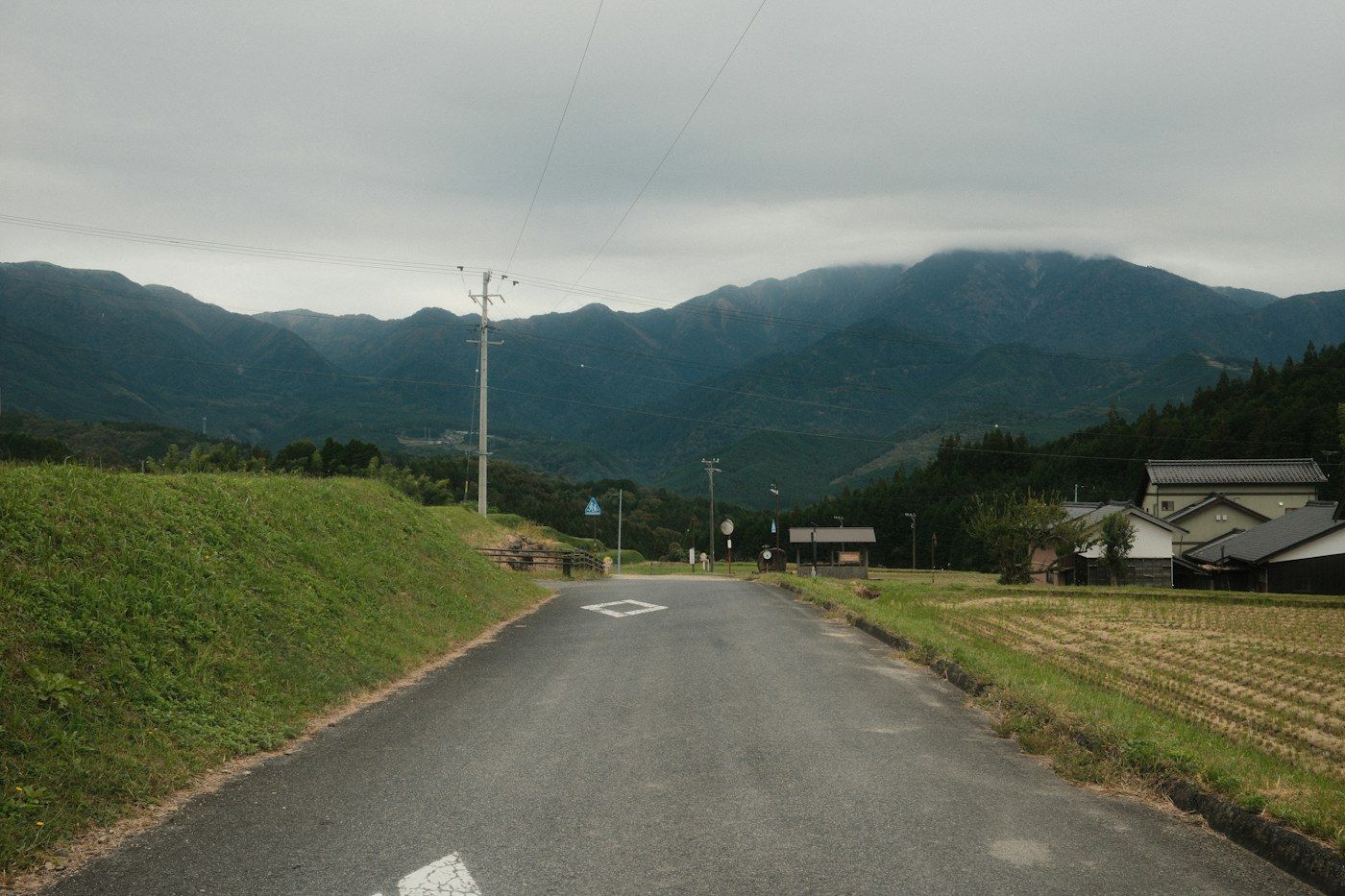 A country road in Magome, Japan, heading into the mountains.